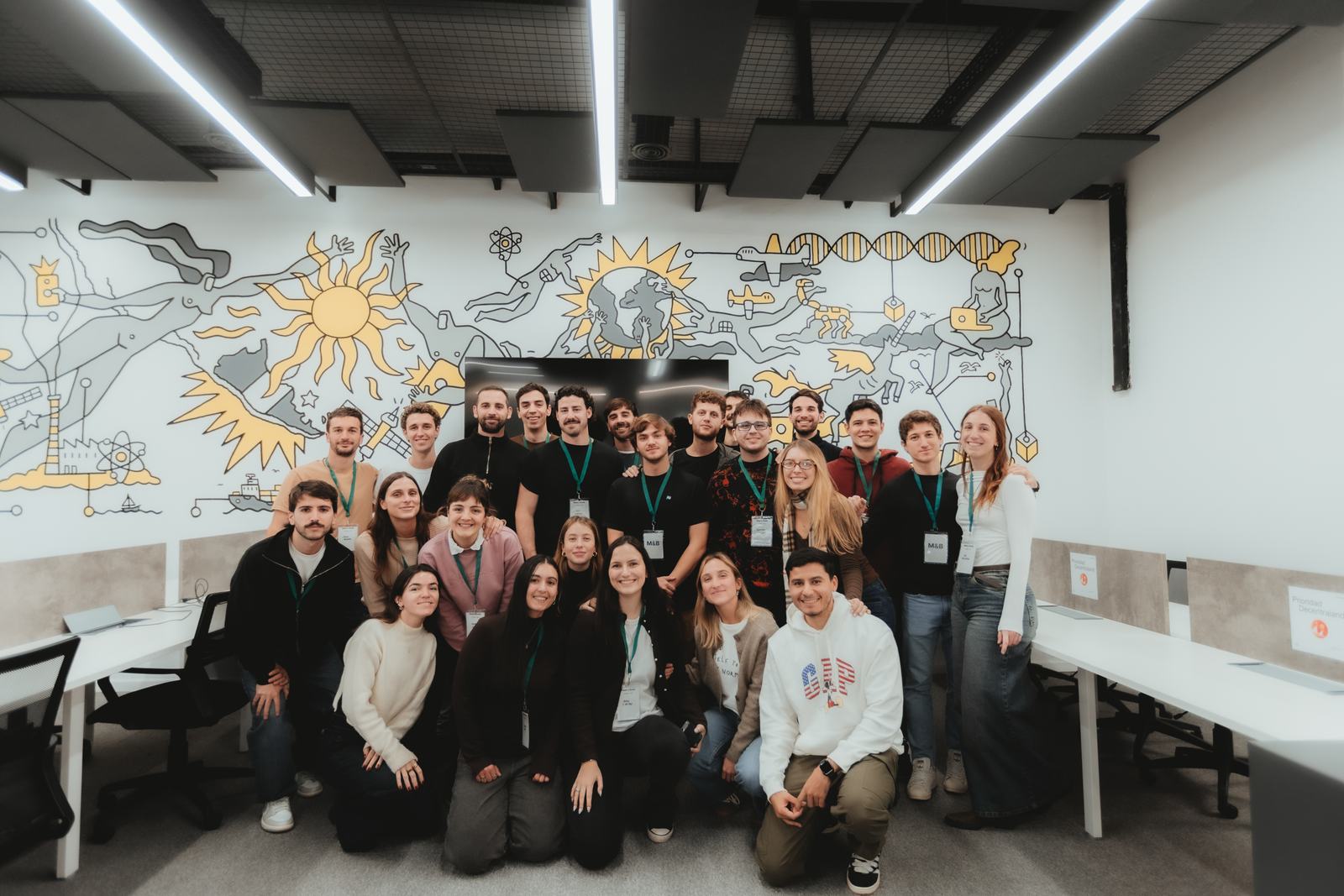 Teams from six companies at the end of La Mesa, the multi-company edition of Mate & Build